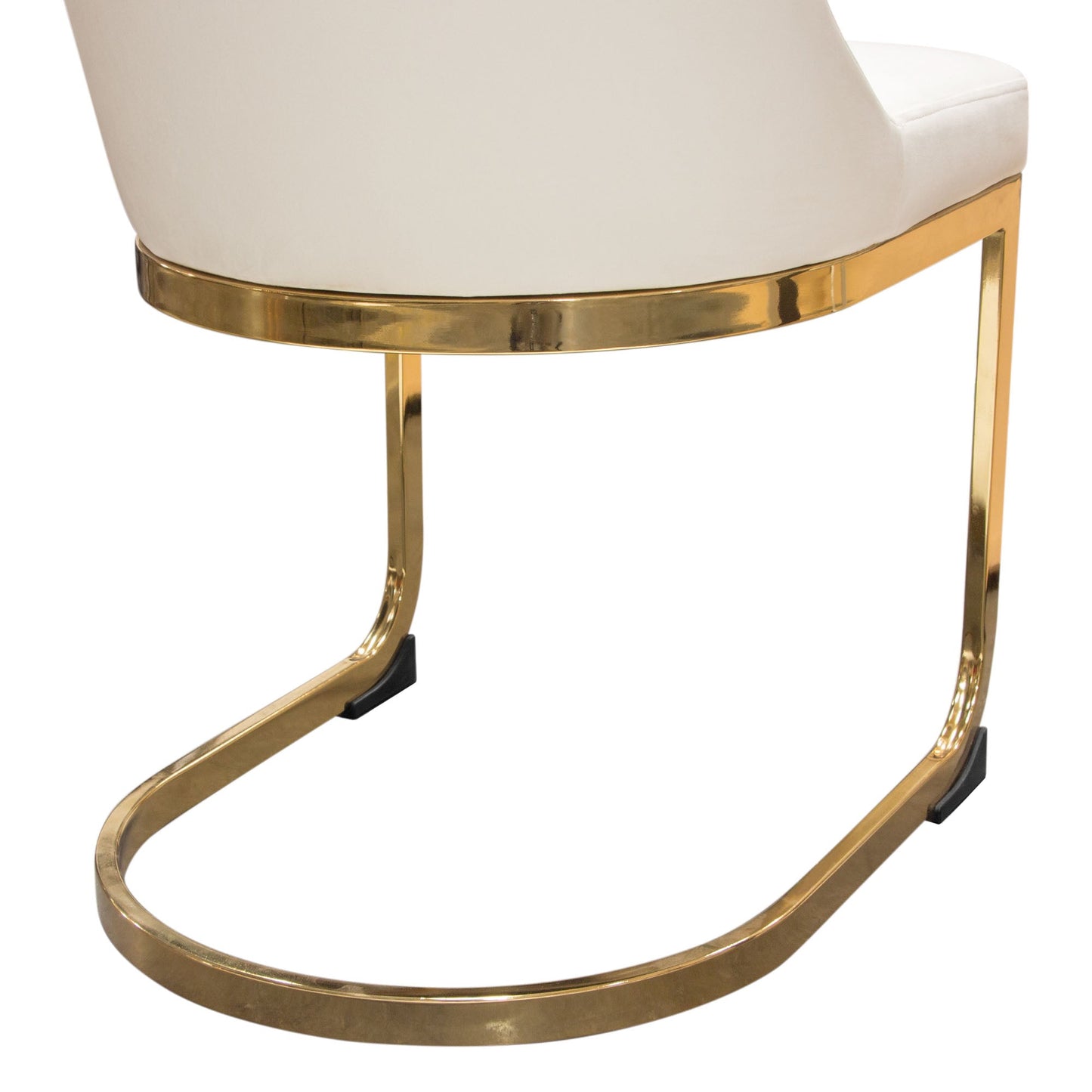 Vogue Set of (2) Dining Chairs in Cream Velvet with Polished Gold Metal Base by Diamond Sofa