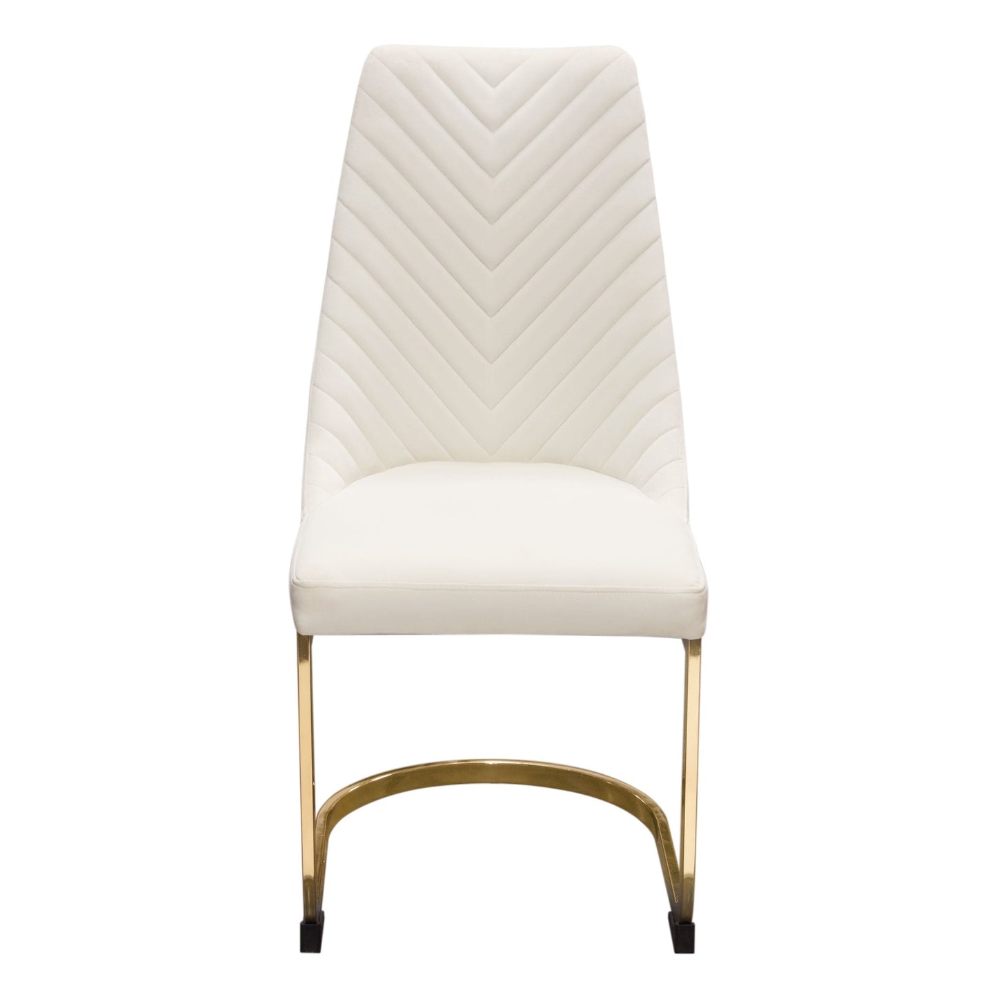 Vogue Set of (2) Dining Chairs in Cream Velvet with Polished Gold Metal Base by Diamond Sofa
