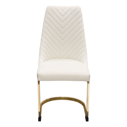 Vogue Set of (2) Dining Chairs in Cream Velvet with Polished Gold Metal Base by Diamond Sofa