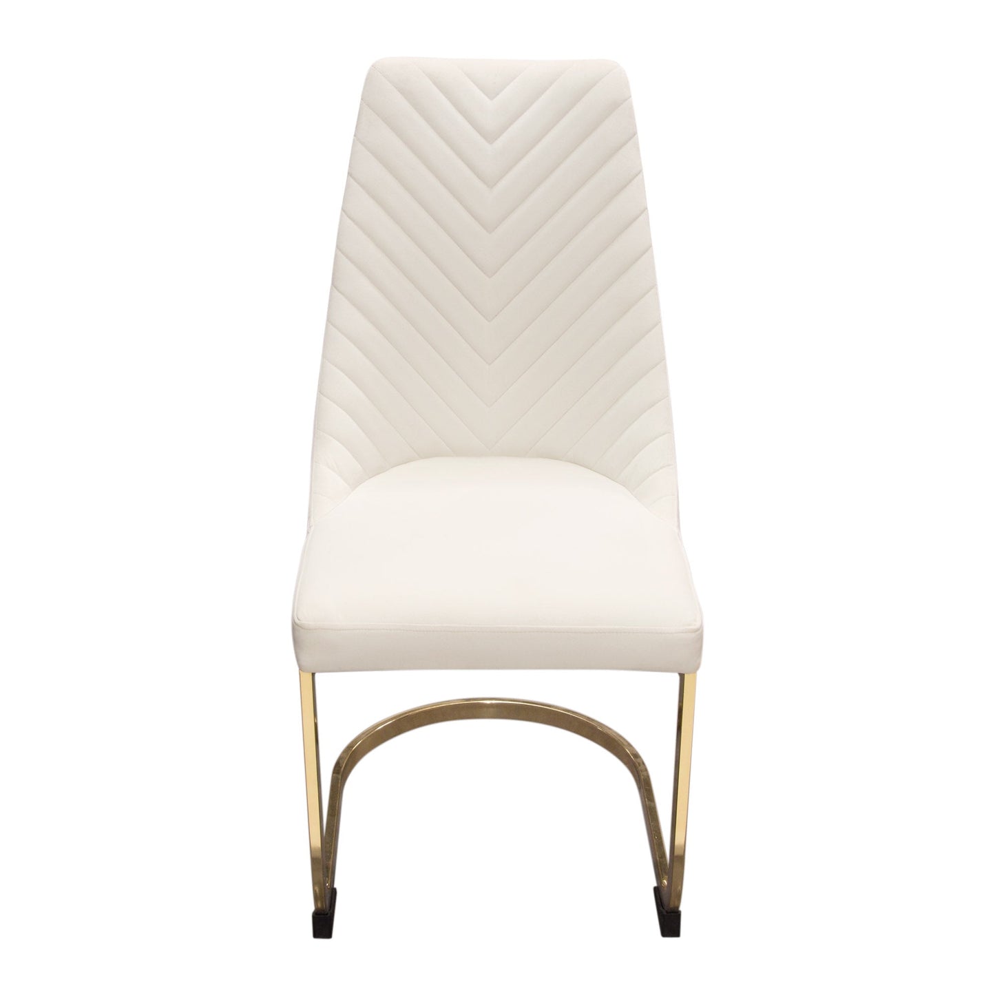 Vogue Set of (2) Dining Chairs in Cream Velvet with Polished Gold Metal Base by Diamond Sofa