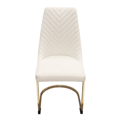 Vogue Set of (2) Dining Chairs in Cream Velvet with Polished Gold Metal Base by Diamond Sofa