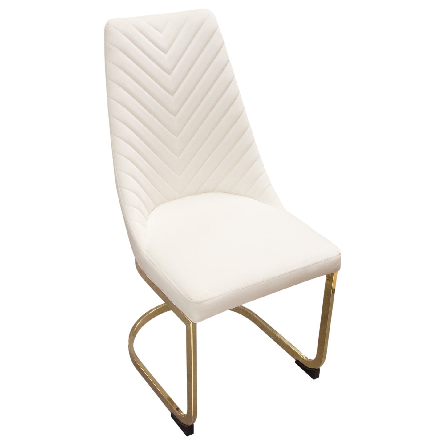 Vogue Set of (2) Dining Chairs in Cream Velvet with Polished Gold Metal Base by Diamond Sofa