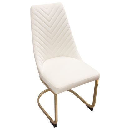 Vogue Set of (2) Dining Chairs in Cream Velvet with Polished Gold Metal Base by Diamond Sofa