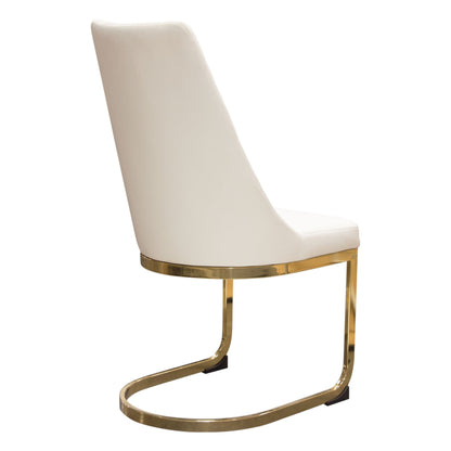 Vogue Set of (2) Dining Chairs in Cream Velvet with Polished Gold Metal Base by Diamond Sofa