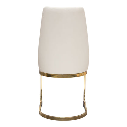 Vogue Set of (2) Dining Chairs in Cream Velvet with Polished Gold Metal Base by Diamond Sofa