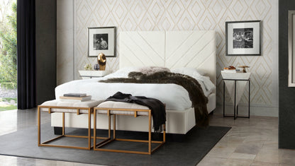 Vogue Queen Bed w/ 54" Headboard in Light Cream Velvet by Diamond Sofa