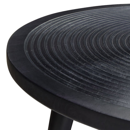 Vortex Round Cocktail Table in Solid Mango Wood Top in Black Finish & Iron Legs by Diamond Sofa