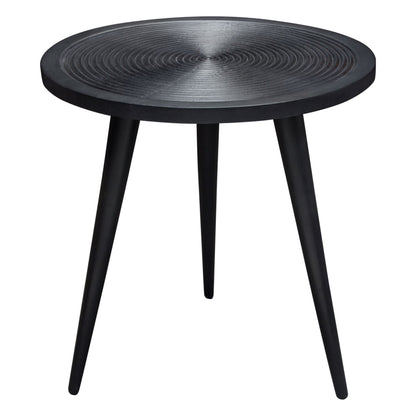 Vortex Round End Table in Solid Mango Wood Top in Black Finish & Iron Legs by Diamond Sofa