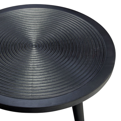 Vortex Round End Table in Solid Mango Wood Top in Black Finish & Iron Legs by Diamond Sofa
