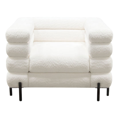 Vox Chair in Faux White Shearling w/ Black Powder Metal Legs by Diamond Sofa