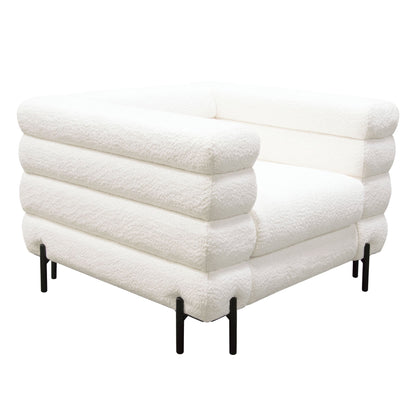 Vox Chair in Faux White Shearling w/ Black Powder Metal Legs by Diamond Sofa