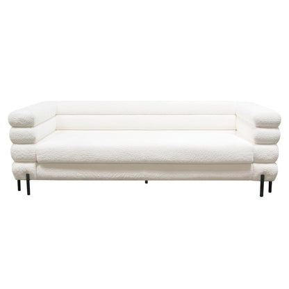 Vox Sofa in Faux White Shearling w/ Black Powder Metal Legs by Diamond Sofa