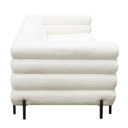 Vox Sofa in Faux White Shearling w/ Black Powder Metal Legs by Diamond Sofa