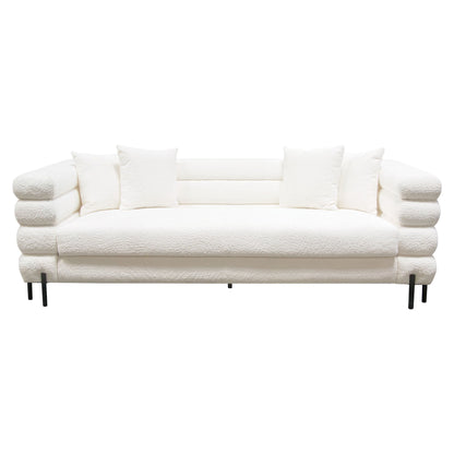 Vox Sofa in Faux White Shearling w/ Black Powder Metal Legs by Diamond Sofa