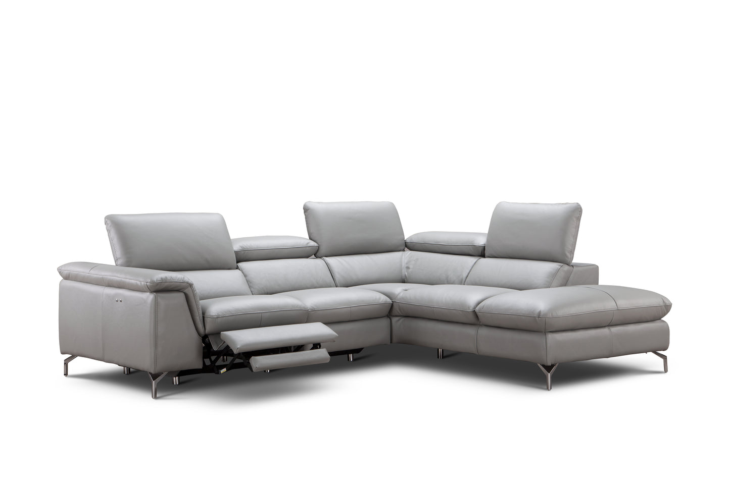 J&M Furniture Viola Premium Leather Sectional in Right Hand Facing Chaise