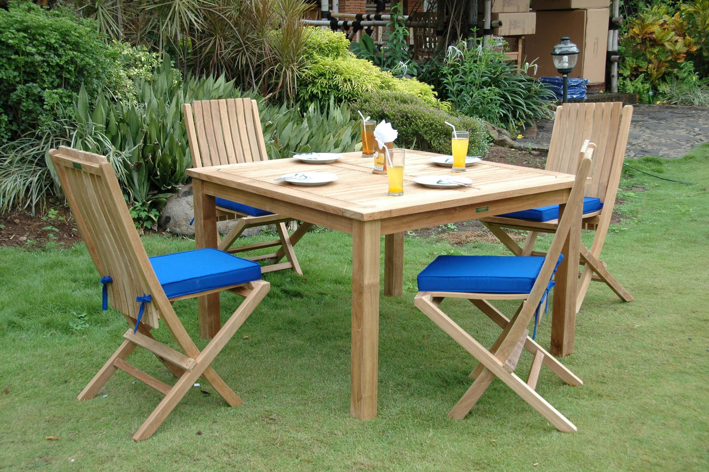 Anderson Teak Windsor Comfort Chair 5-Pieces Folding Dining Set