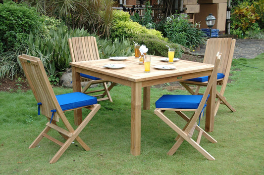 Anderson Teak Windsor Comfort Chair 5-Pieces Folding Dining Set