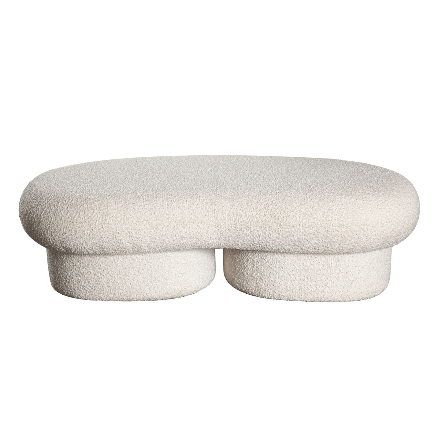 Wave Curved Accent Bench in Ivory Boucle Fabric by Diamond Sofa