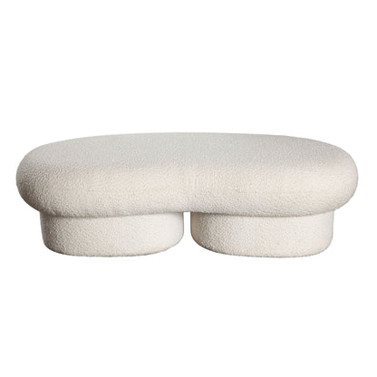 Wave Curved Accent Bench in Ivory Boucle Fabric by Diamond Sofa