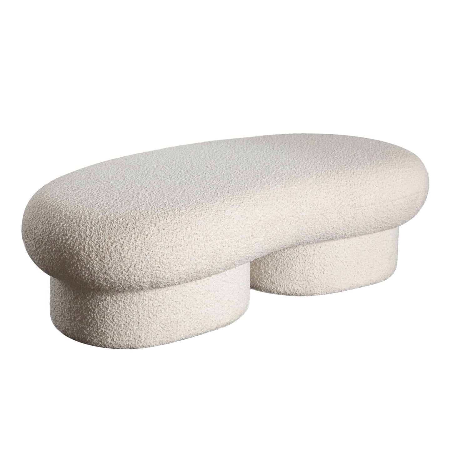 Wave Curved Accent Bench in Ivory Boucle Fabric by Diamond Sofa