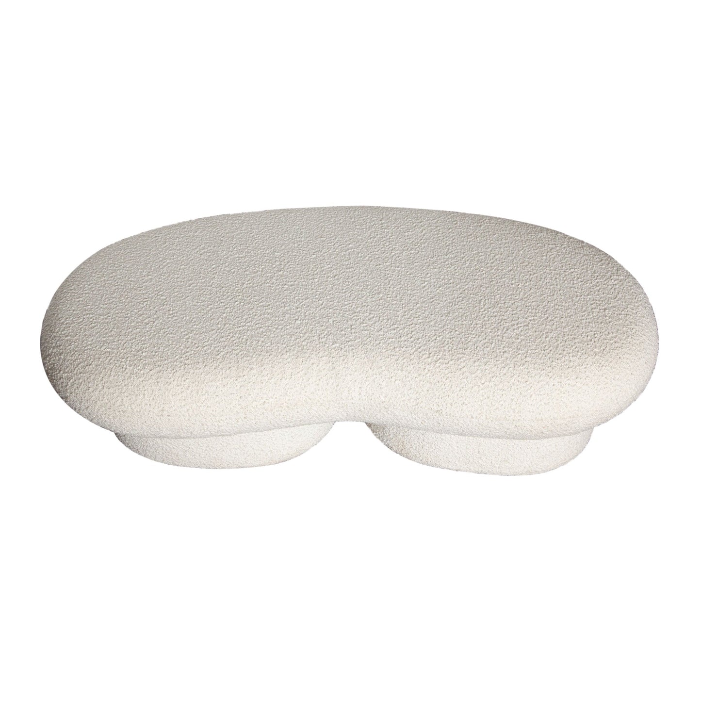 Wave Curved Accent Bench in Ivory Boucle Fabric by Diamond Sofa
