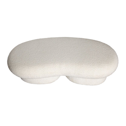 Wave Curved Accent Bench in Ivory Boucle Fabric by Diamond Sofa
