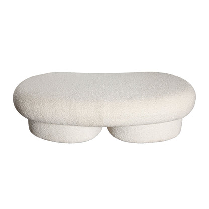 Wave Curved Accent Bench in Ivory Boucle Fabric by Diamond Sofa