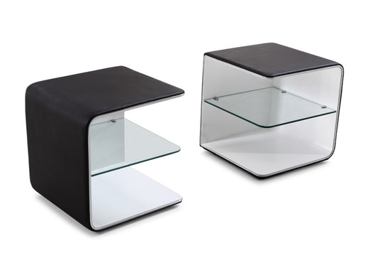 J&M Furniture Wave Night Stand in Black & White