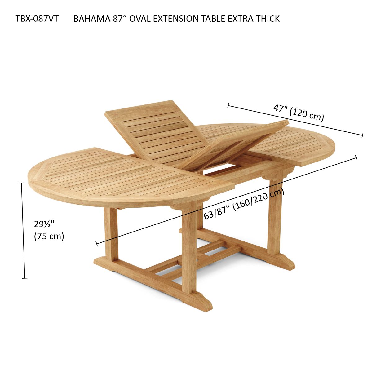 Anderson Teak Bahama 87" Oval Extension Table Extra Thick Wood