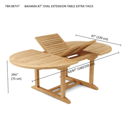 Anderson Teak Bahama 87" Oval Extension Table Extra Thick Wood