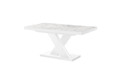 Maxima House Dining Set XENNA, Marble/ White Dining table with 6 Red Chairs