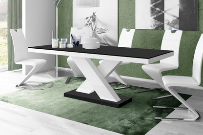 Maxima House XENA Dining Set, Black/ white Dining table with with 6 faux leather chairs