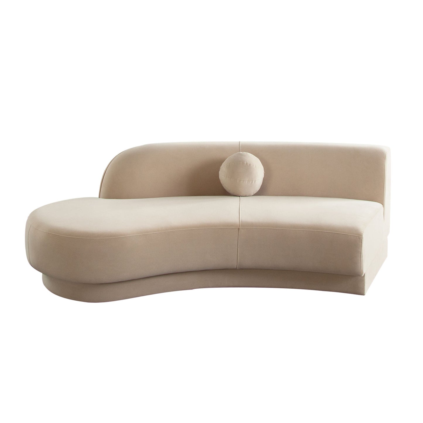 Zelda LF Curved Chaise in Light Camel Performance Velvet w/ (1) Accent Pillow Ball by Diamond Sofa