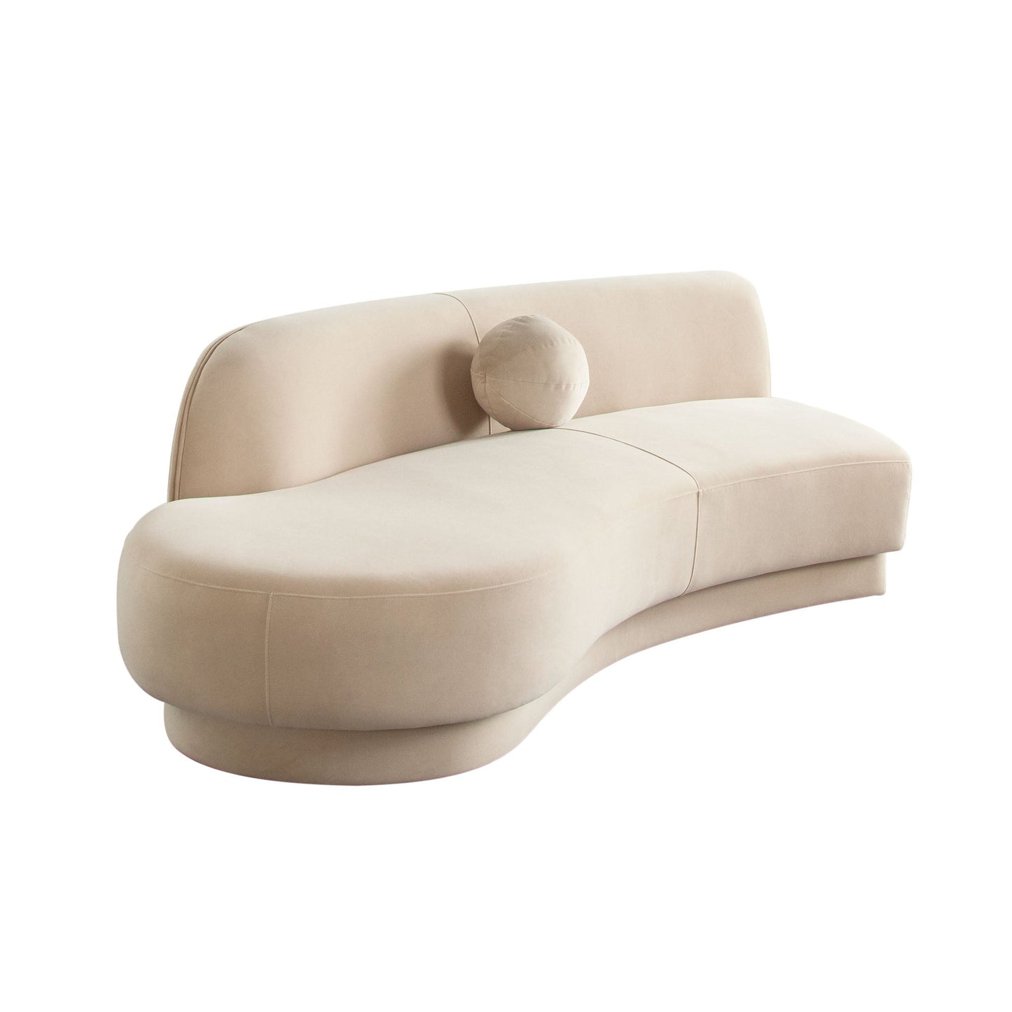 Zelda LF Curved Chaise in Light Camel Performance Velvet w/ (1) Accent Pillow Ball by Diamond Sofa
