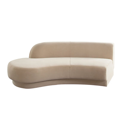 Zelda LF Curved Chaise in Light Camel Performance Velvet w/ (1) Accent Pillow Ball by Diamond Sofa