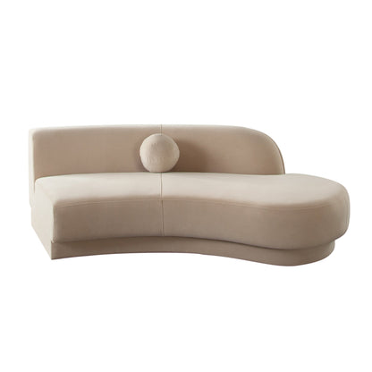 Zelda RF Curved Chaise in Light Camel Performance Velvet w/ (1) Accent Pillow Ball by Diamond Sofa