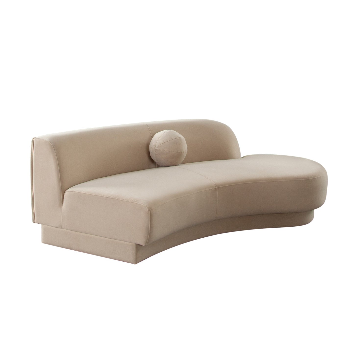 Zelda RF Curved Chaise in Light Camel Performance Velvet w/ (1) Accent Pillow Ball by Diamond Sofa