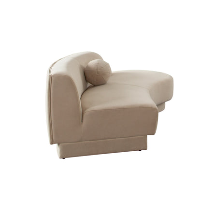 Zelda RF Curved Chaise in Light Camel Performance Velvet w/ (1) Accent Pillow Ball by Diamond Sofa