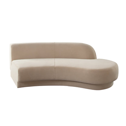 Zelda RF Curved Chaise in Light Camel Performance Velvet w/ (1) Accent Pillow Ball by Diamond Sofa