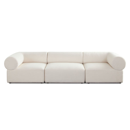 Zia 3PC Modular Sofa in Ivory Sherpa Fabric by Diamond Sofa