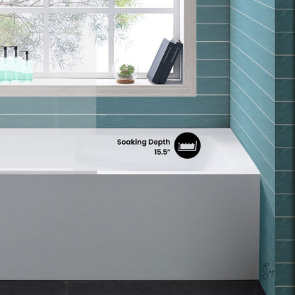 Swiss Madison Voltaire 54 x 30 Skirted Left Drain Soaking Alcove Bathtub in Glossy White with Integrated Armrest