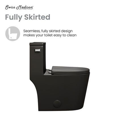 Swiss Madison Dreux One-Piece 12" Rough-in 1.28 GPF Left Flush Elongated Toilet in Matte Black