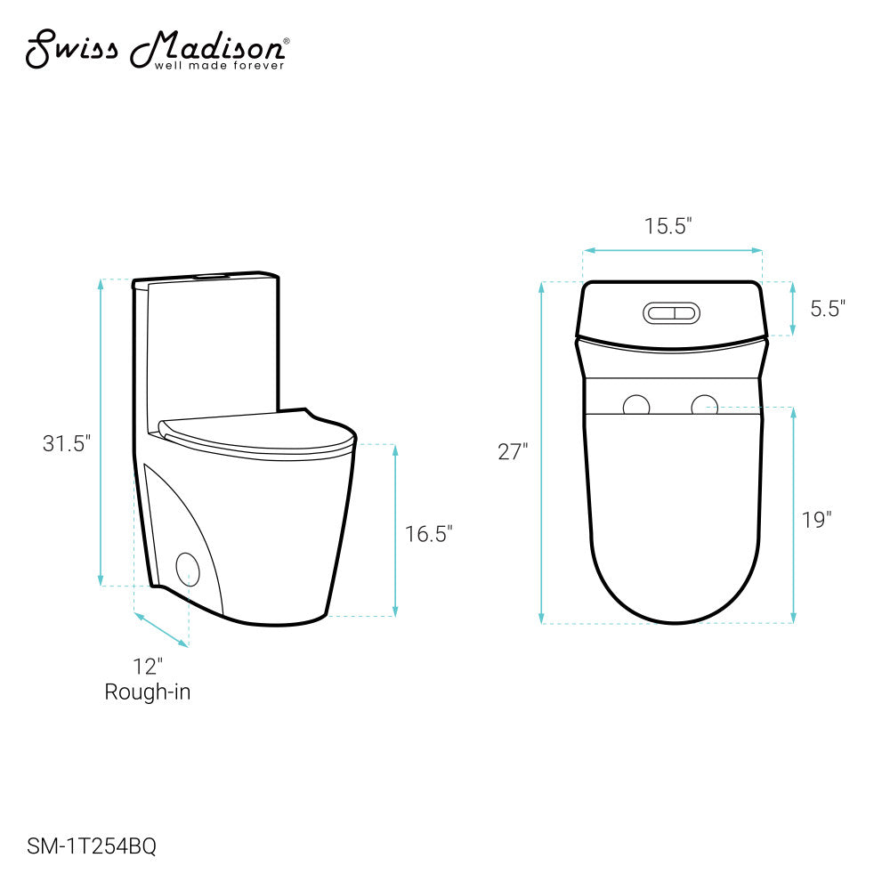 Swiss Madison St. Tropez One Piece Elongated Toilet Dual Vortex Flush 1.1/1.6 gpf in Bisque