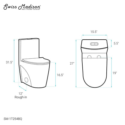 Swiss Madison St. Tropez One Piece Elongated Toilet Dual Vortex Flush 1.1/1.6 gpf in Bisque