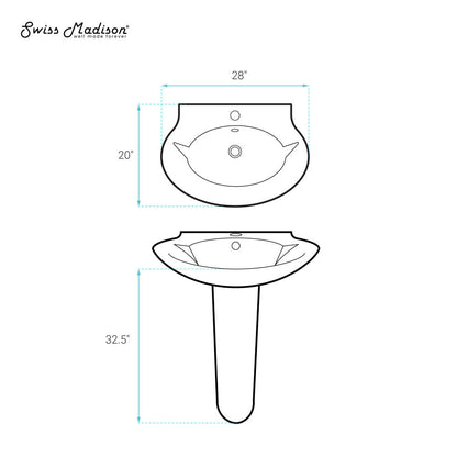 Swiss Madison Plaisir Rounded Basin Pedestal Sink
