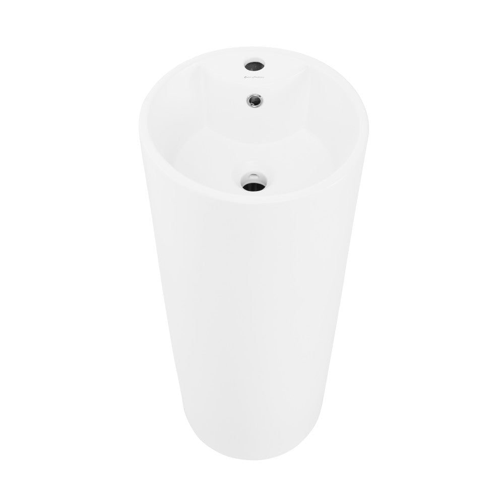 Swiss Madison Monaco Circular Basin Pedestal Sink in Matte White