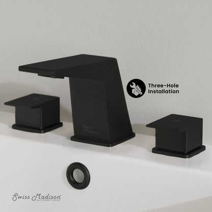 Swiss Madison Carre 8 in. Widespread, 2-Handle, Bathroom Faucet in Matte Black
