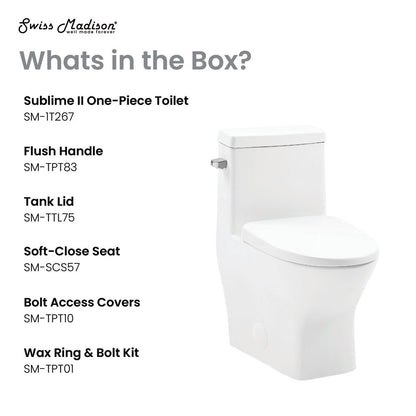 Swiss Madison Sublime II One-Piece Round Toilet with Left Side Flush, 10" Rough-In 1.28 gpf