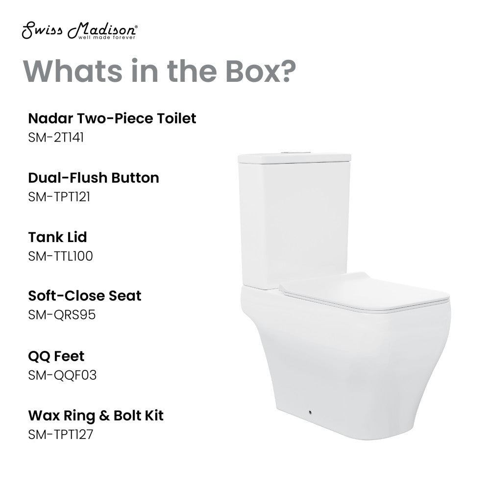 Swiss Madison Nadar Two-Piece Square Toilet Dual-Flush 1.1/1.6 gpf