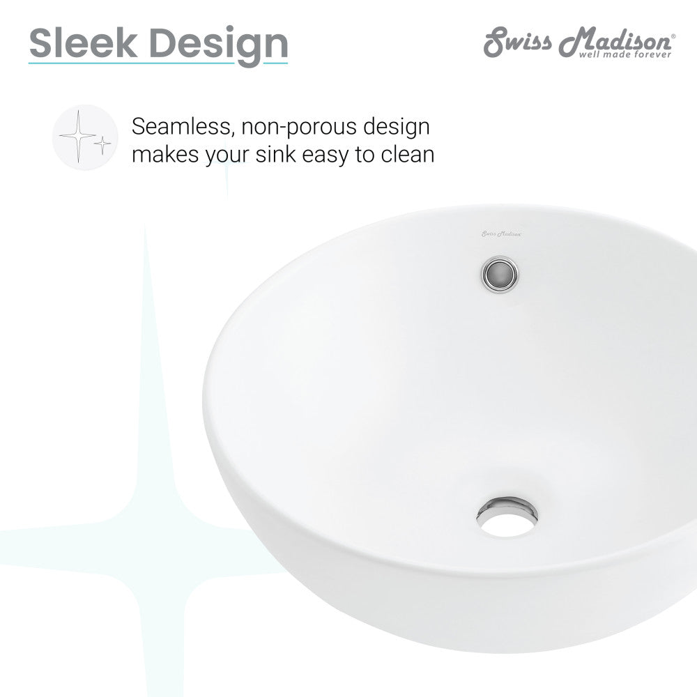 Swiss Madison Sublime 17” Round Vessel Sink in Matte White